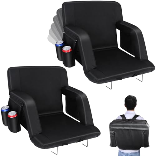 2 Pack Bleacher Chairs with Back Support and Cushion C9368
