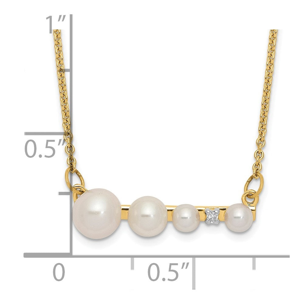 14k Yellow Gold Pearl and Diamond Necklace 17inch B243