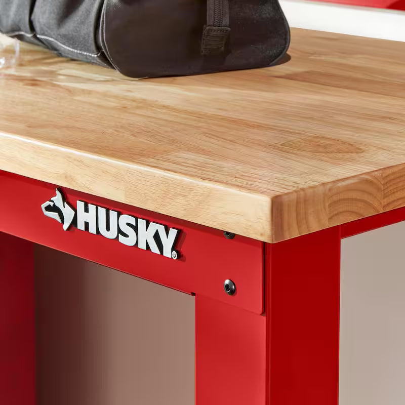 8 ft. Adjustable Height Solid Wood Top Workbench A651020