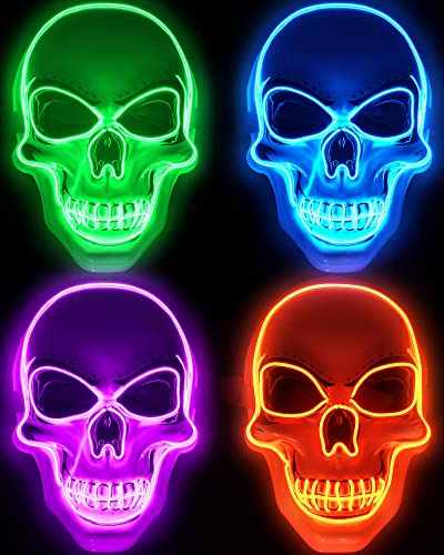 4 Pcs LED Light up Skull Mask E67281