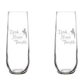 Set of 2 Glass Champagne Flutes 8.5 oz Stemless L990208