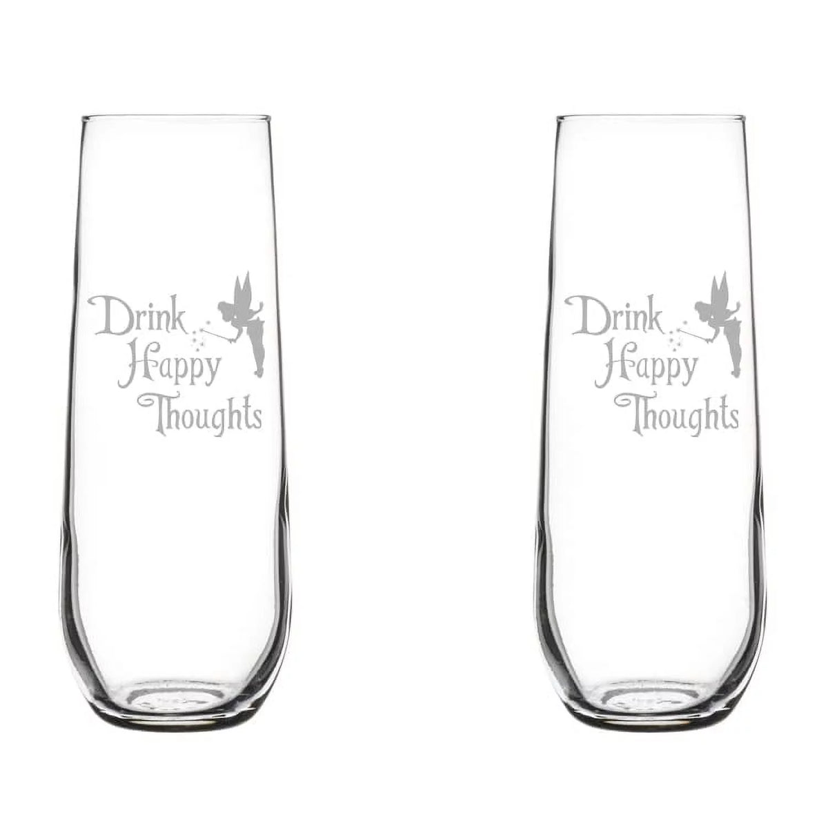 Set of 2 Glass Champagne Flutes 8.5 oz Stemless L990208
