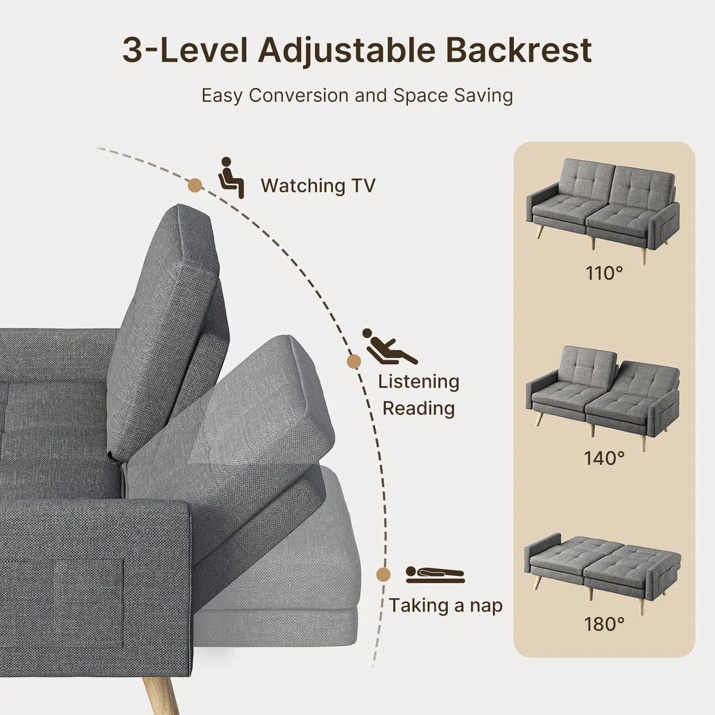Dark Gray Convertible Futon Sofa Bed K6972