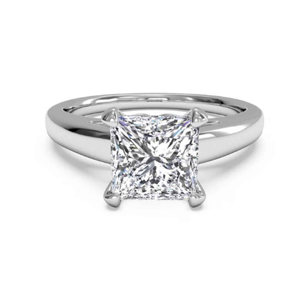 18K White Gold Plated Sterling Silver Moissanite Ring L281