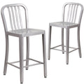 2 Pack Silver Metal Counter Height Stool I873