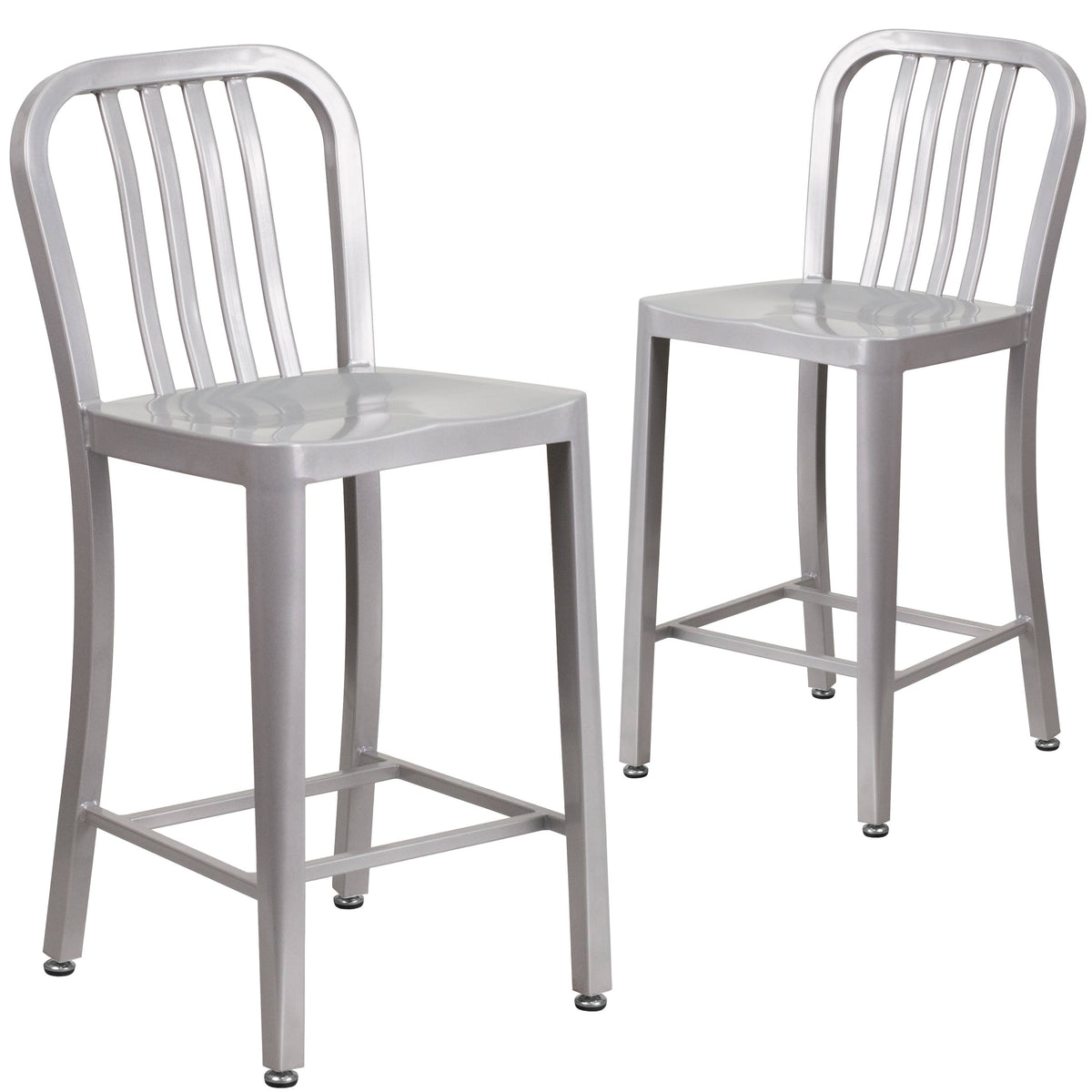 2 Pack Silver Metal Counter Height Stool I873