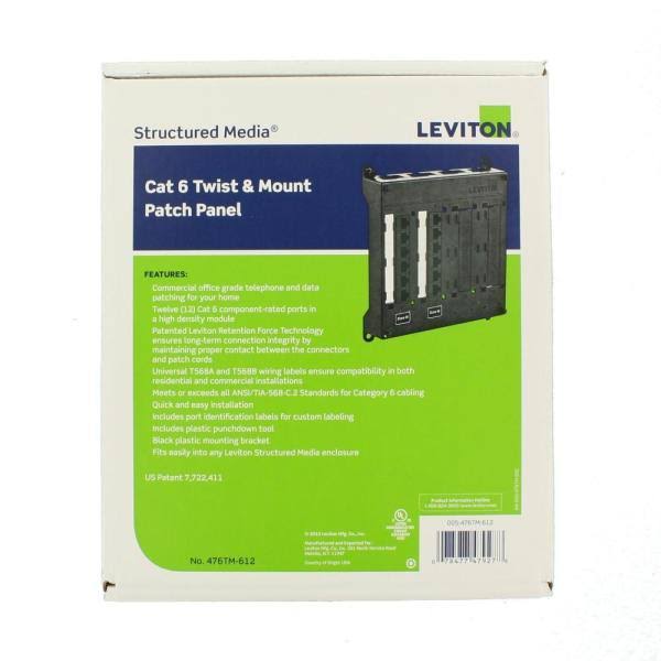 Patch Panel - CAT 6 - RJ-45 X 12 - Black ABS plastic - 12 ports B25082