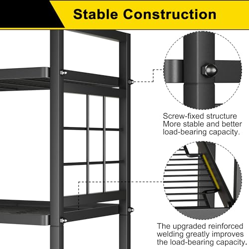 6-Wire Metal Standing Storage Shelf Rack Black V51295