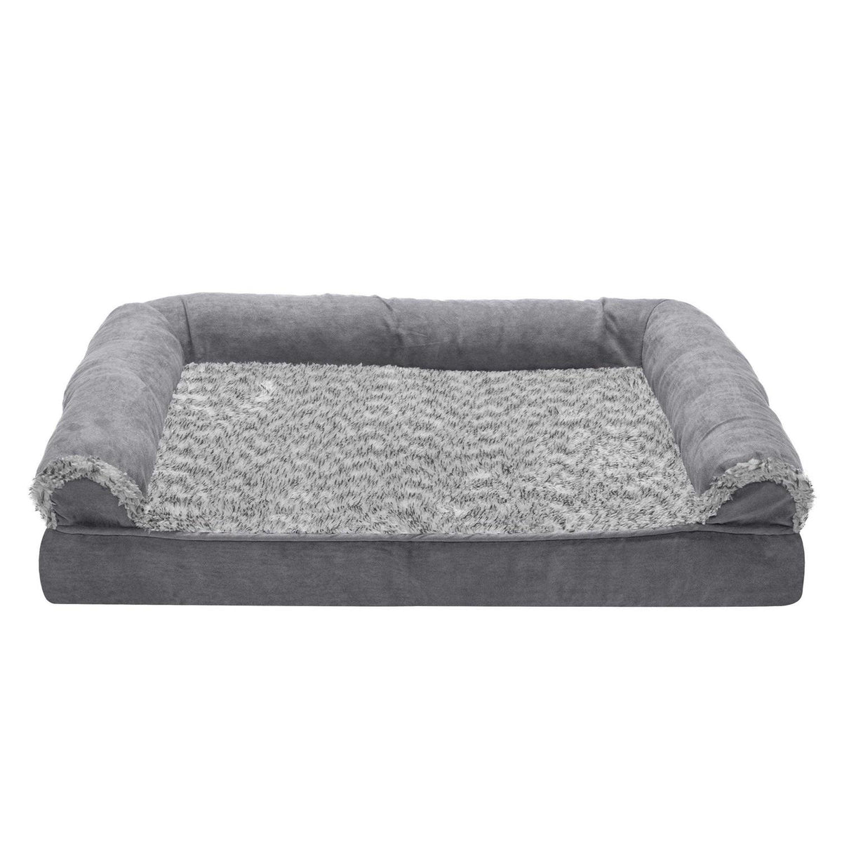 Two-Tone Faux Fur Suede Orthopedic Sofa Dog Bed U367050