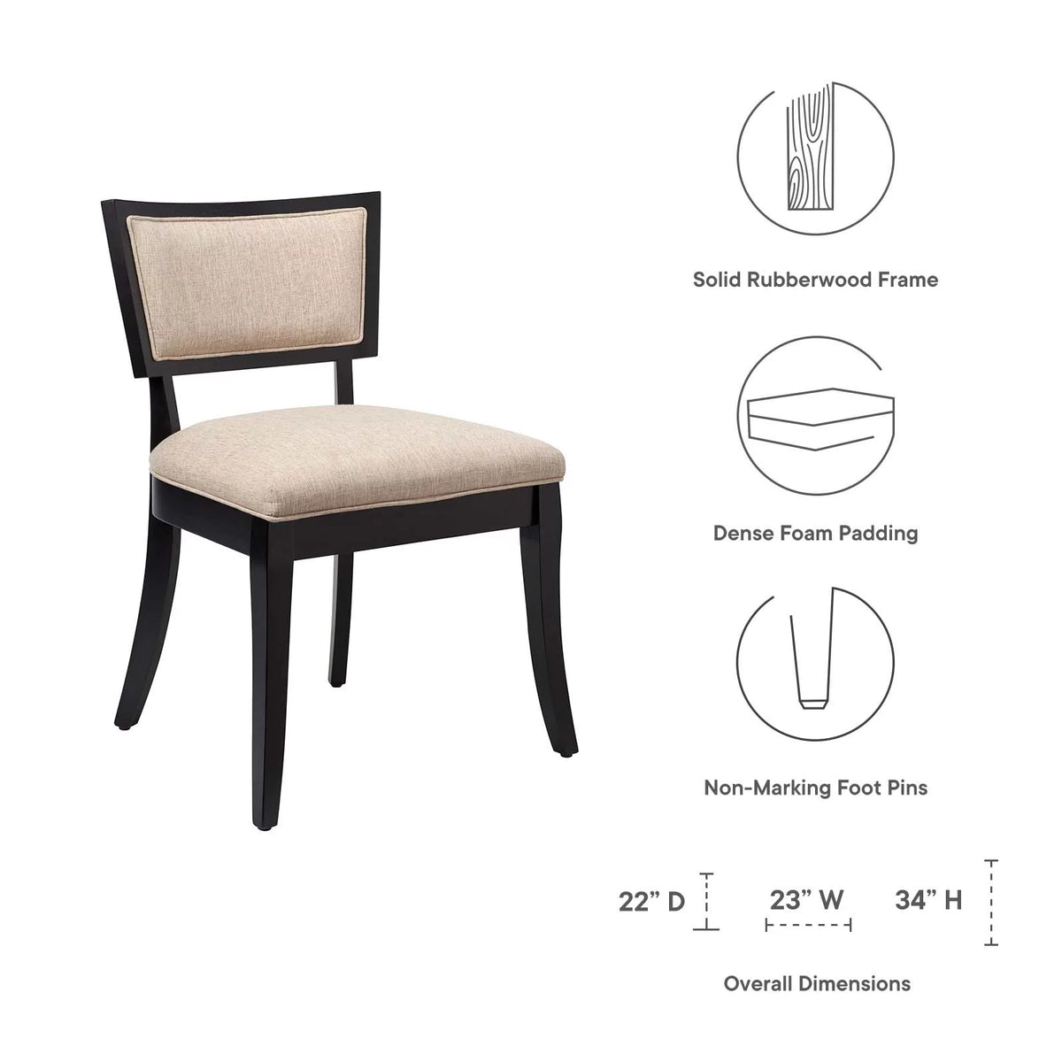 Beige Upholstered Fabric Dining Chairs Set of 2 V96218