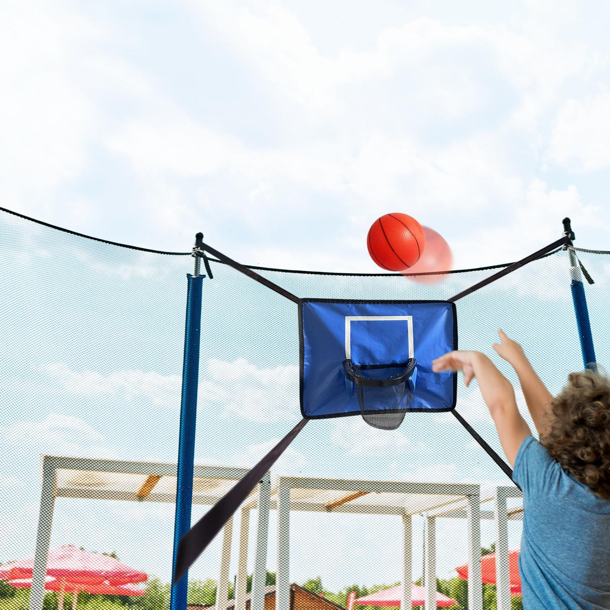 Mini Basketball Hoop for Trampoline with Enclosure Basketball Frame Replacement Trims Trampoline Accessory R798379