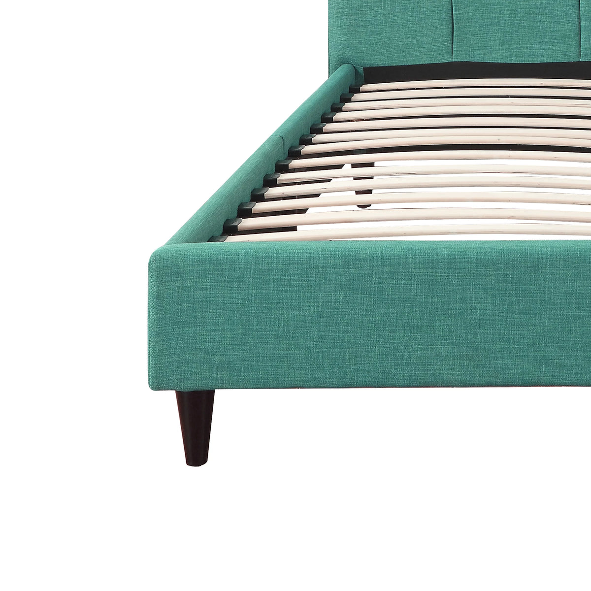 Blue California King Upholstered Platform Bed with Wooden Slats I75203
