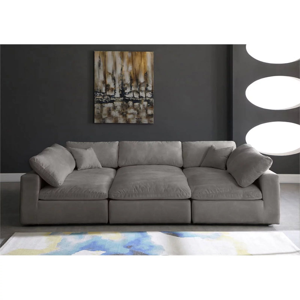 Gray Velvet Down Filled Modular Sectional Sofa E712