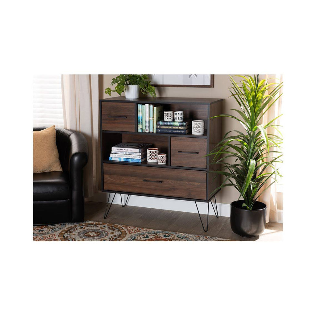 Walnut Brown 1-Drawer Wood Bookcase J810241