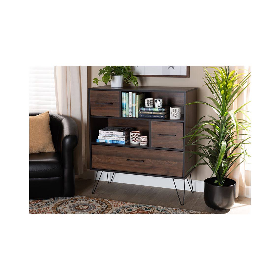 Walnut Brown 1-Drawer Wood Bookcase J810241