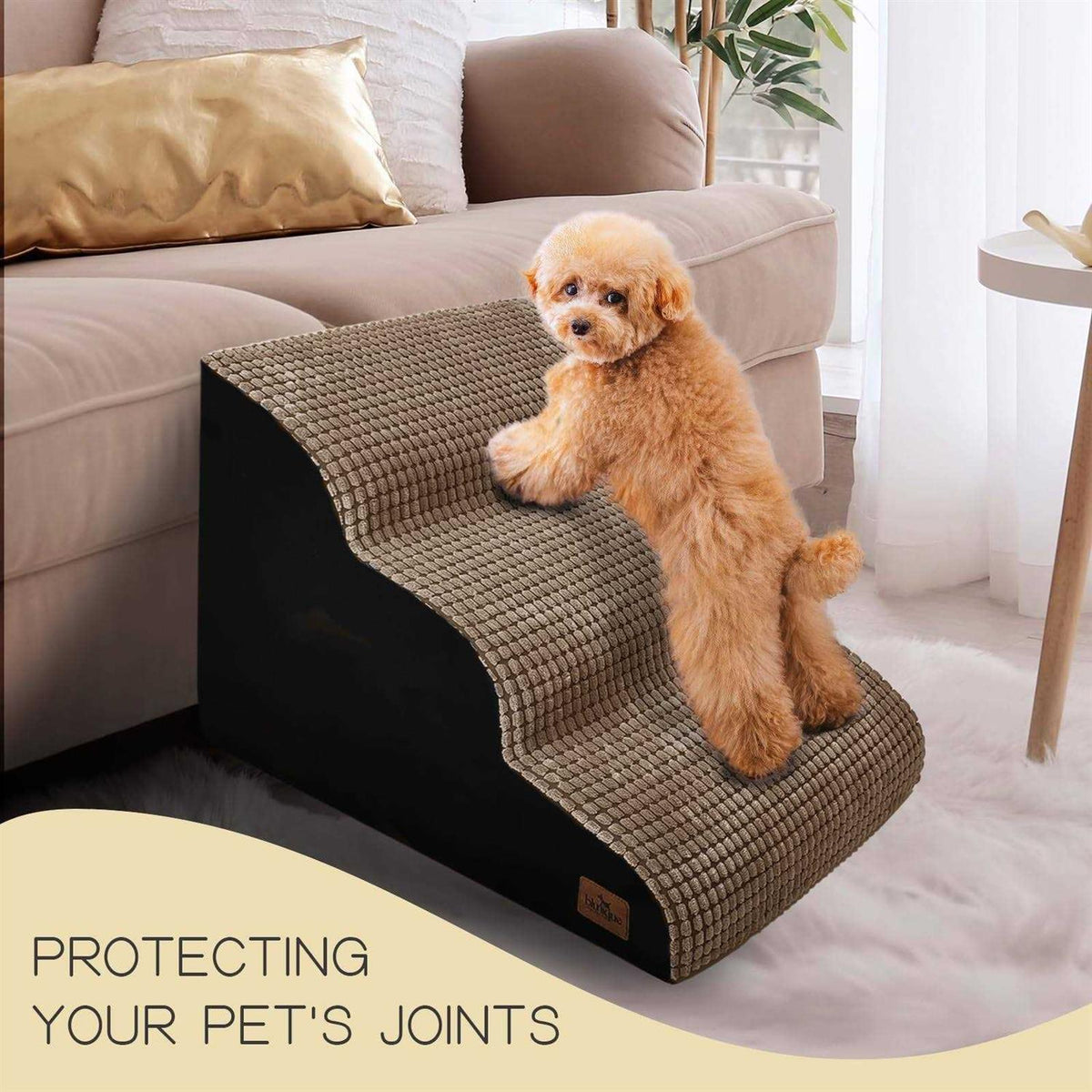 4-Step Corduroy Non-Slip High Density Foam Dog Steps C4333