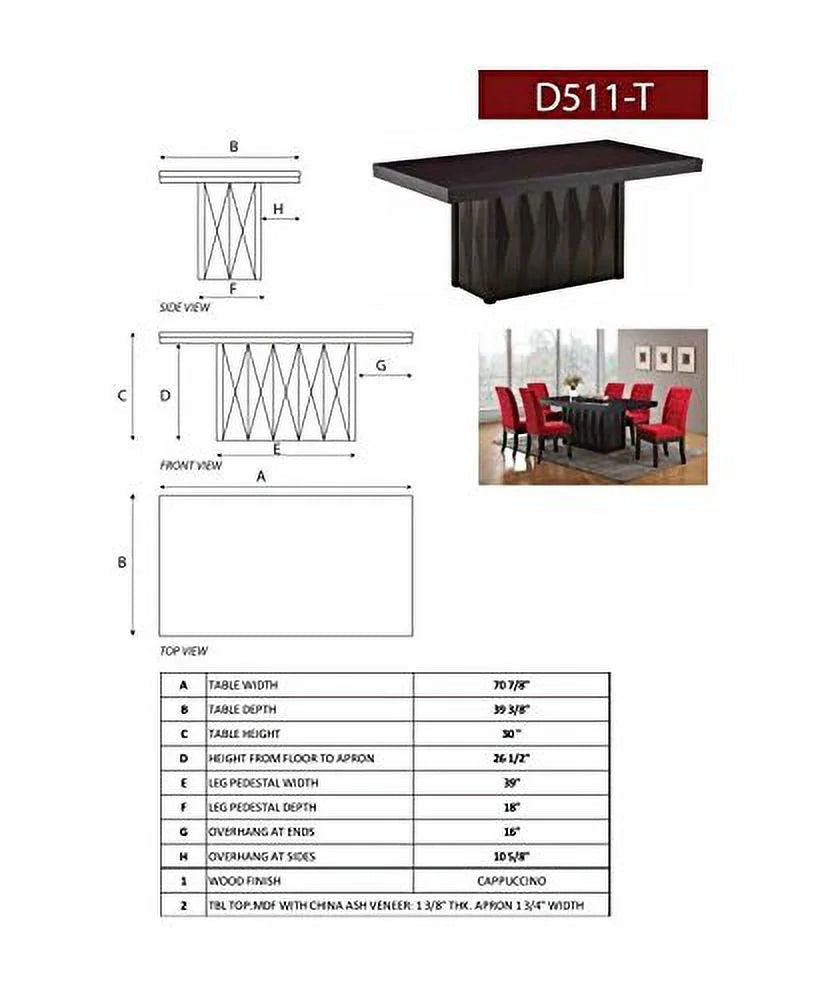 7-Piece Wood Dining Room Set Table & 6 Chairs U60987