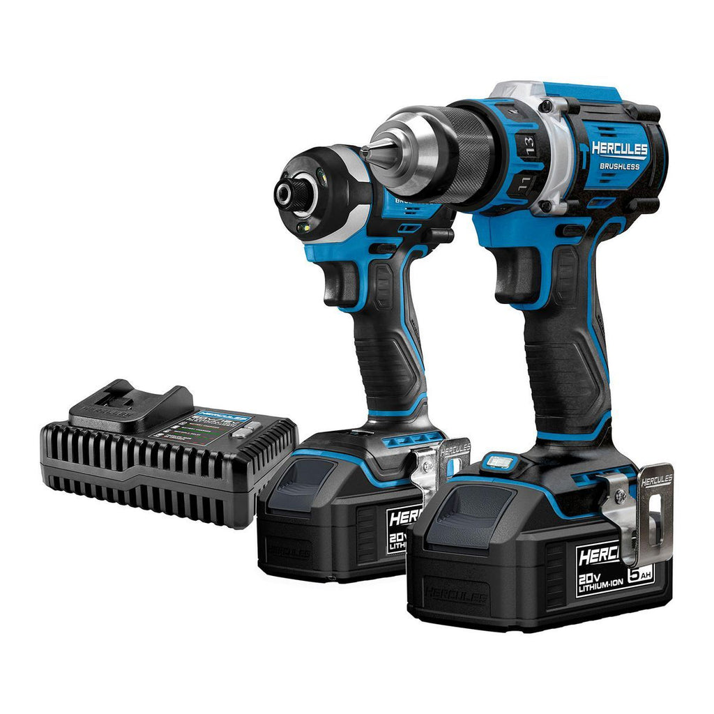20V Brushless Cordless Hammer Drill and Impact Driver 2-Tool Combo Kit with 5 Ah Batteries and Charger G877