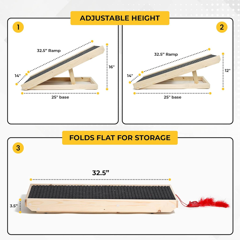 2-in-1 Cat Ramp & Cat Scratcher with Replaceable Carpet & Adjustable Height A266690