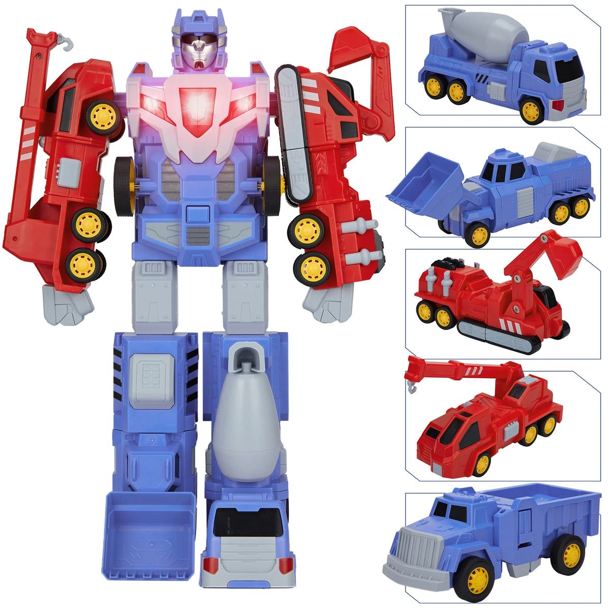 5-in-1 Construction Vehicles Transform Robot Kids Toys J33568