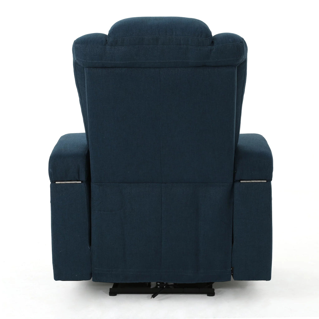 Navy Blue Tufted Fabric Power Recliner A589296