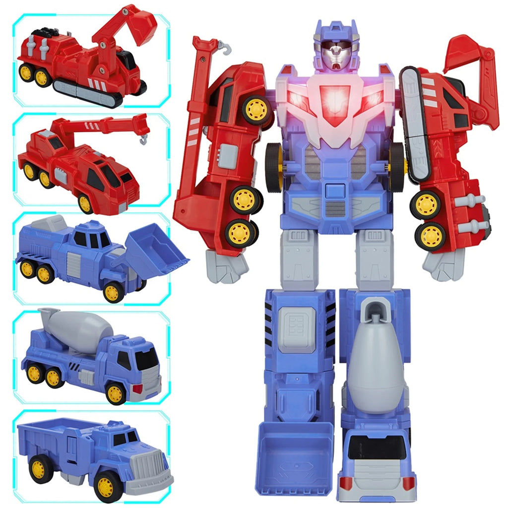 5-in-1 Construction Vehicles Transform Robot Kids Toys J33568