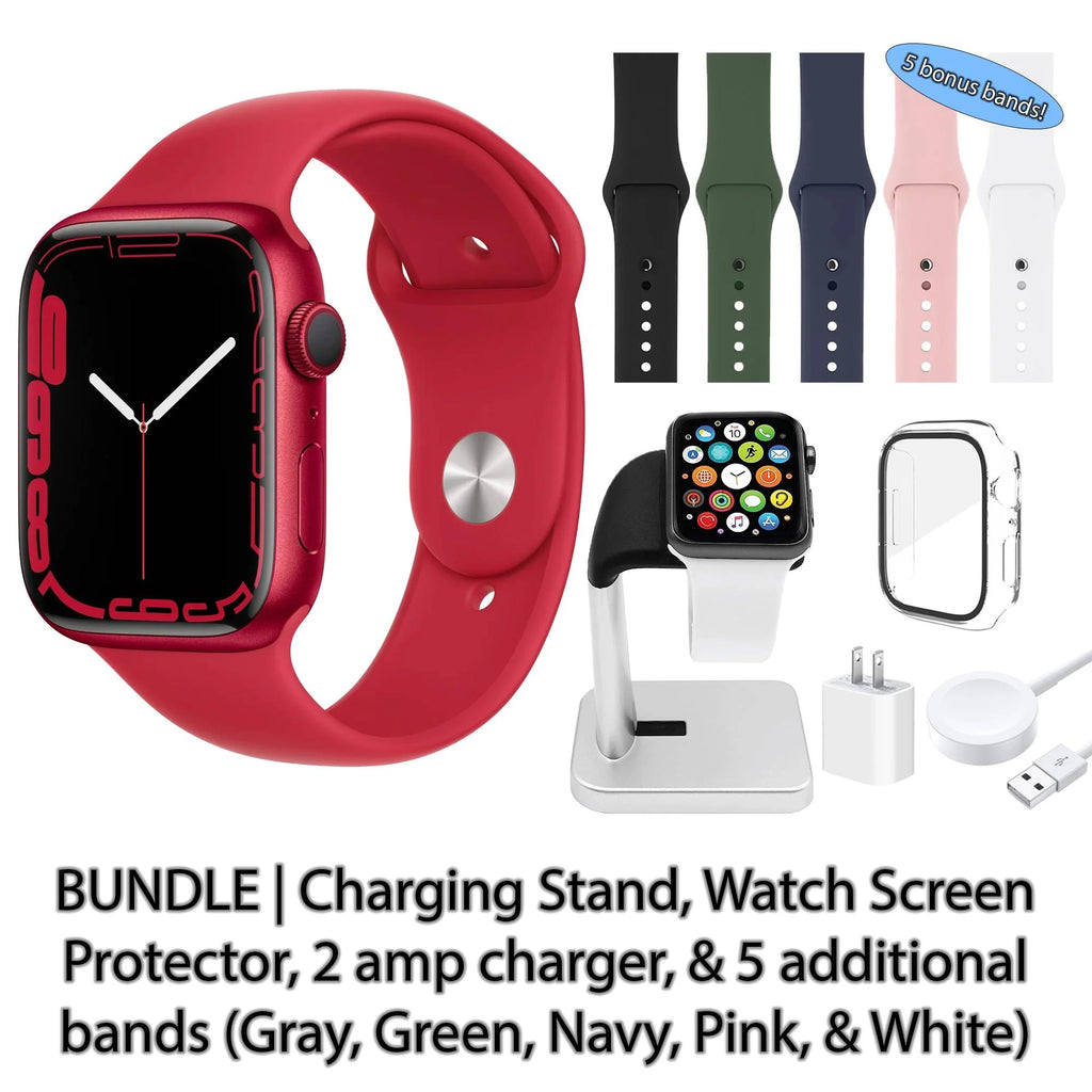 Red 45 mm Aluminum Case Smartwatch with Sport Band C34122