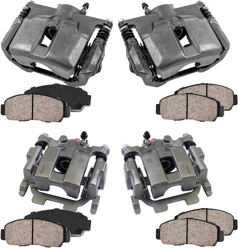 Front + Rear 4 Premium Grade Loaded Calipers with Ceramic Brake Pads Kit E99634