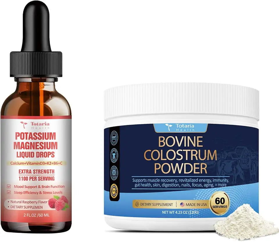 Potassium Magnesium Liquid Drops + Bovine Colostrum Supplement Powder L54327