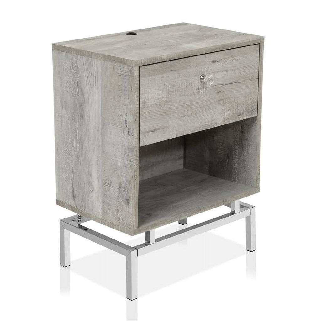 Light Gray Wood End Table with USB Port, Set of 2 N379324