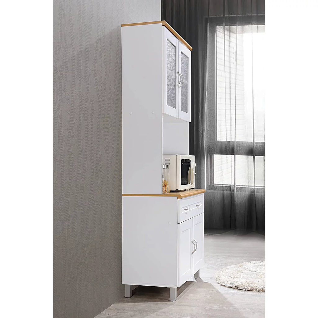 White Kitchen China Cabinet with Transparent Doors R3502