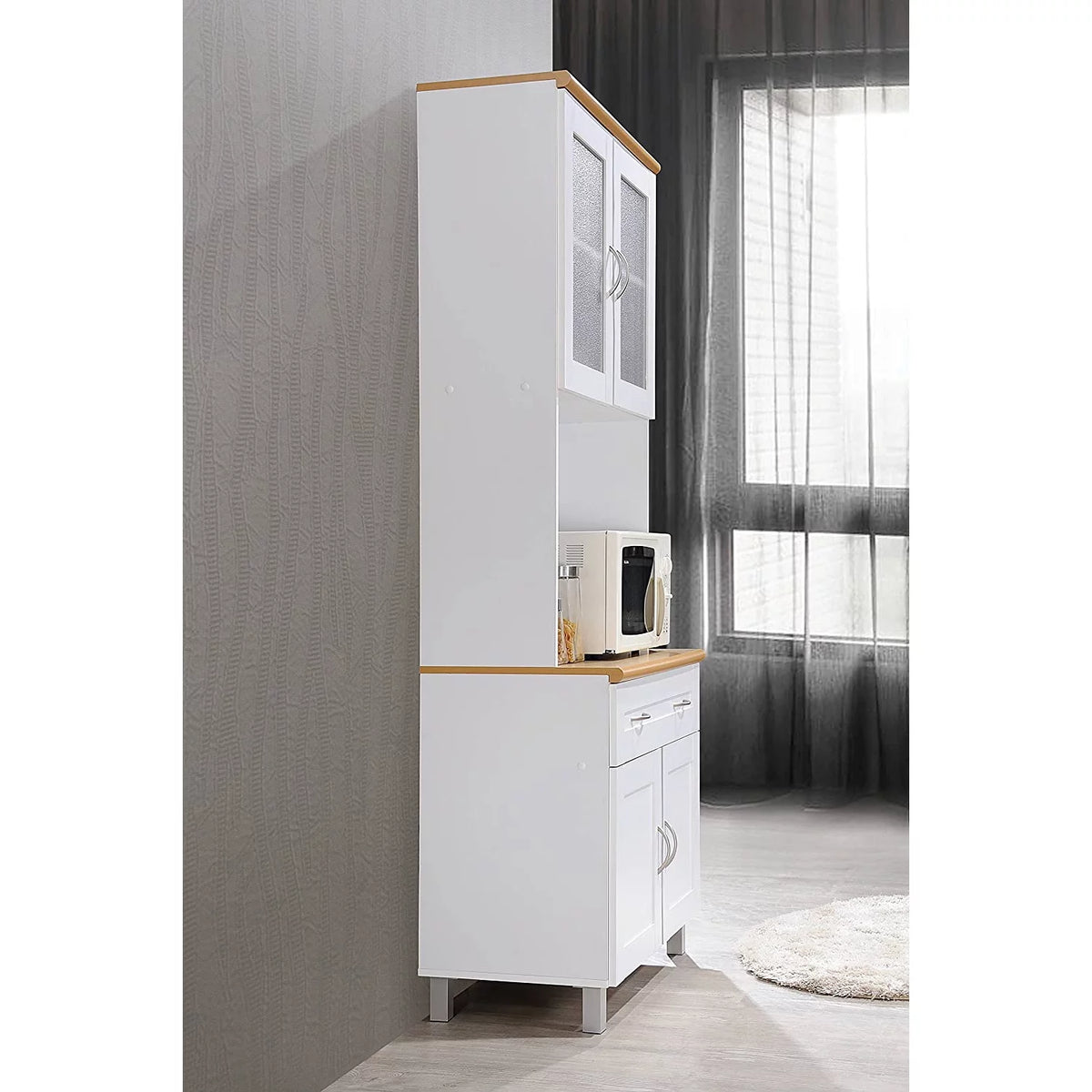 White Kitchen China Cabinet with Transparent Doors R3502