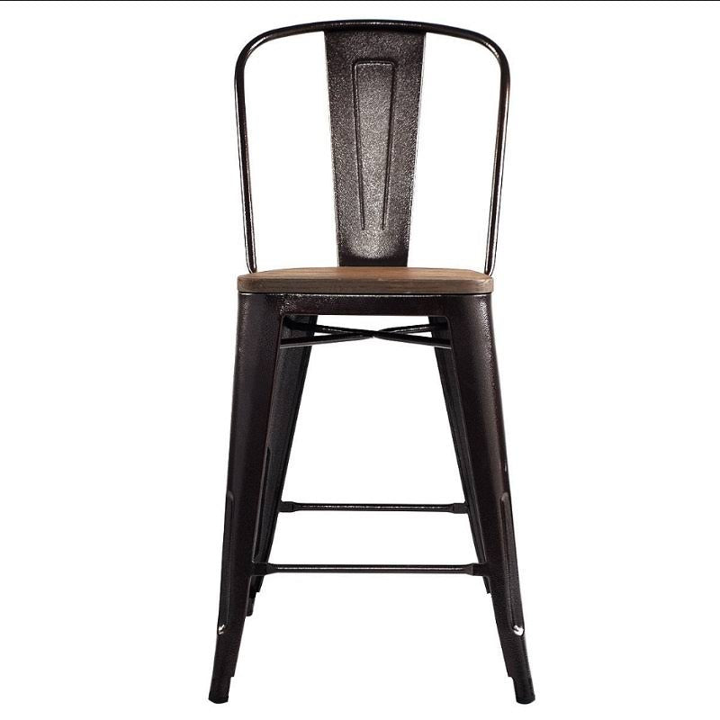 Copper Set of 4 Metal Wood Counter Stool Bar Chairs G260