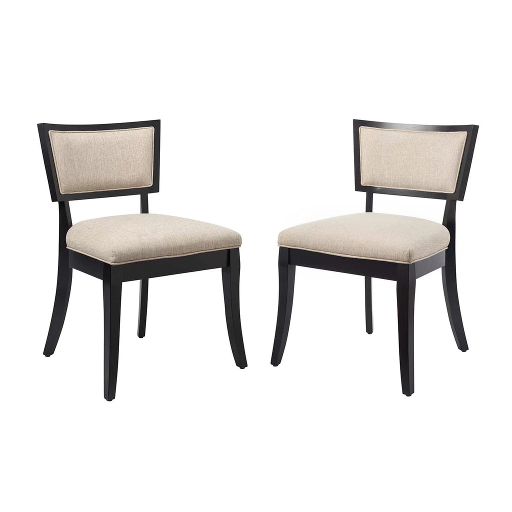 Beige Upholstered Fabric Dining Chairs Set of 2 V96218