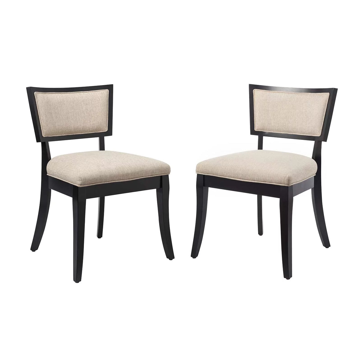 Beige Upholstered Fabric Dining Chairs Set of 2 V96218