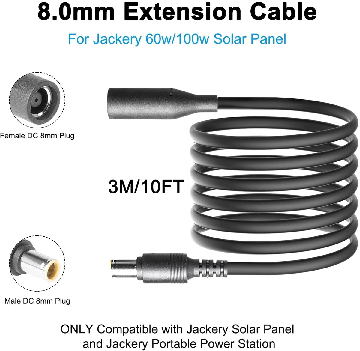 8mm DC Power Plug 10Ft Extension Cable A940