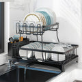 2 Tier Stainless Steel Dish Rack with Drainer A640