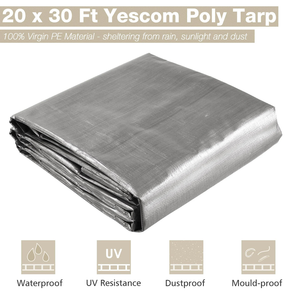 20x30' 14 Mil Heavy Duty Reinforced Poly Tarp Waterproof Cover R418