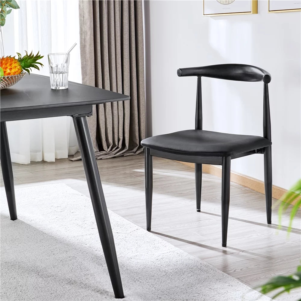 Black Fabric Leather Dining Chairs D2870