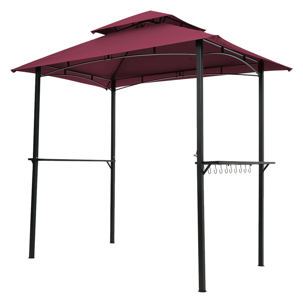 Burgundy Steel Frame Outdoor Grill Gazebo with Canopy H60898