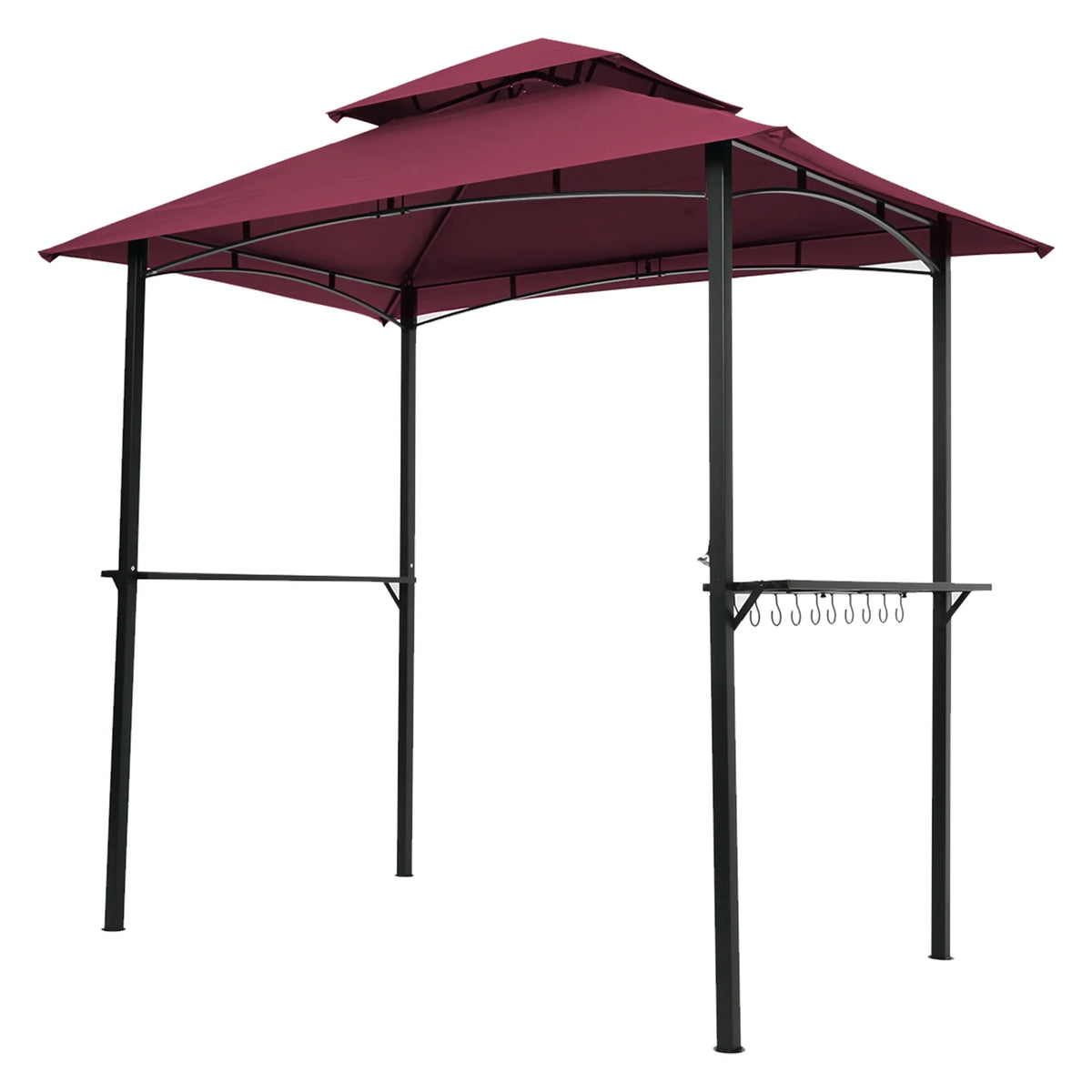 Burgundy Steel Frame Outdoor Grill Gazebo with Canopy H60898