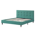 Blue California King Upholstered Platform Bed with Wooden Slats I75203