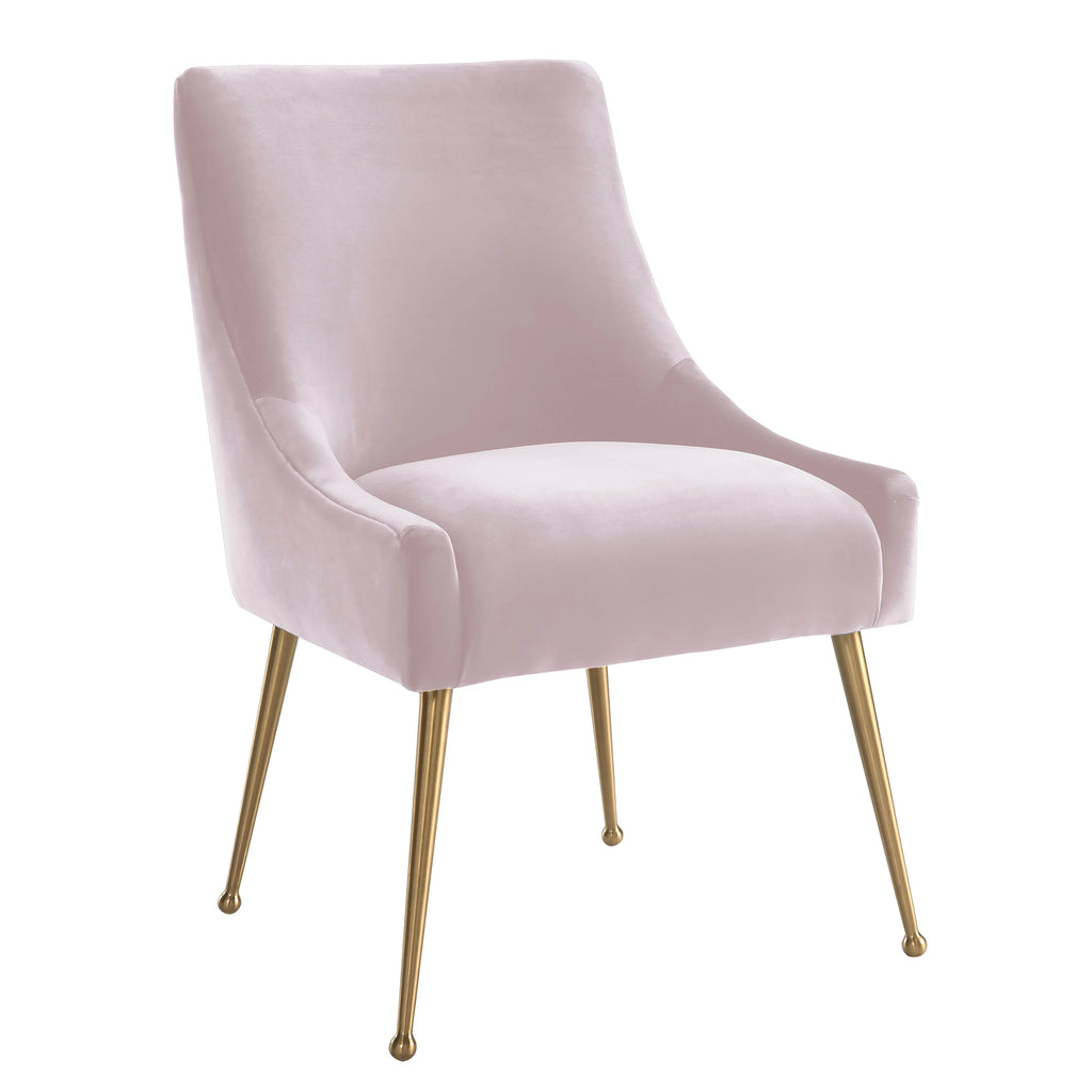 Blush Velvet Side Chair with Gold Legs I549