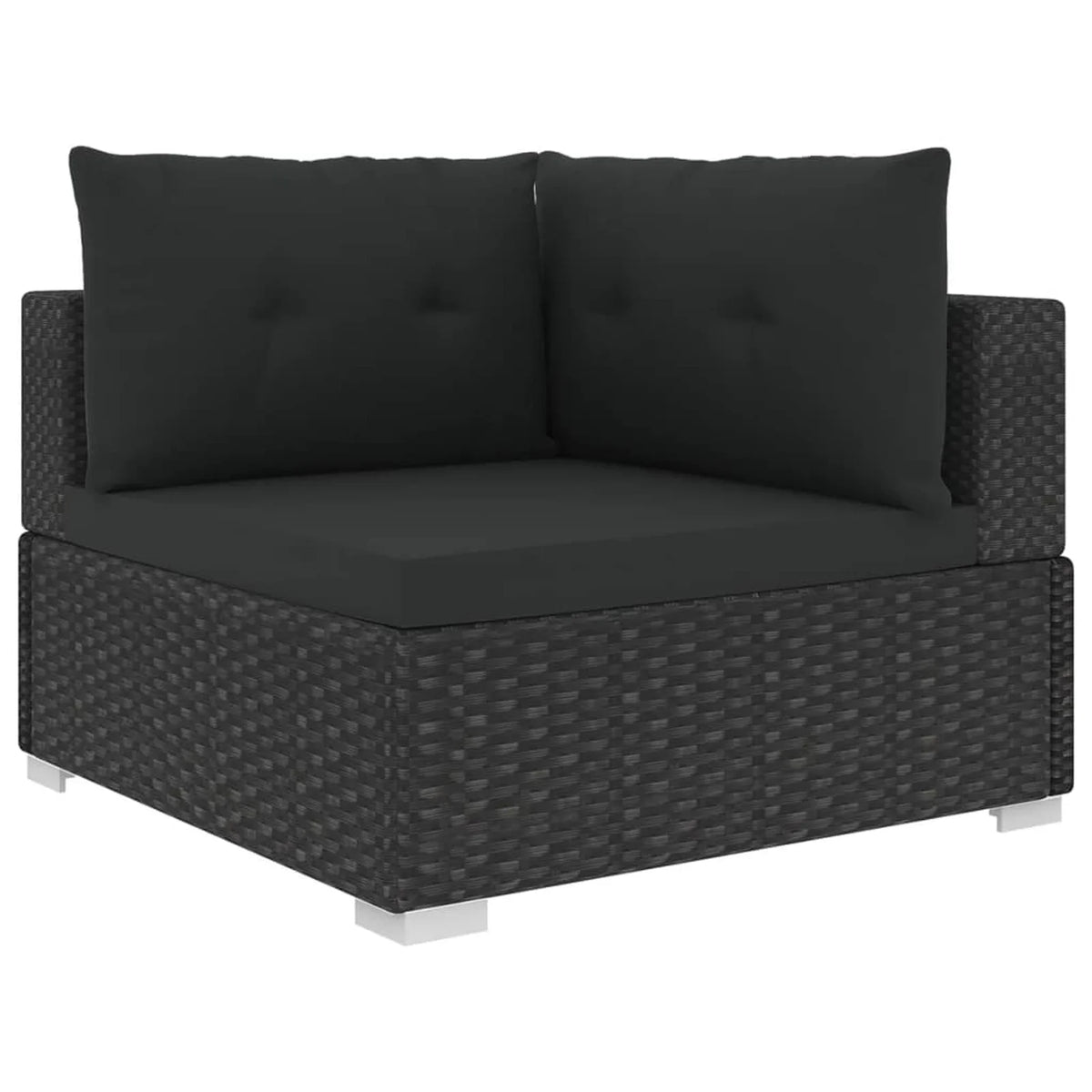 10 Piece Black Poly Rattan Outdoor Sectional Sofa Set Y29031