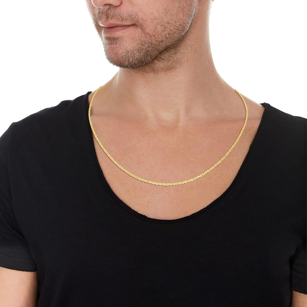 10k Yellow Gold 2mm Diamond Cut Rope Chain Necklace V44866