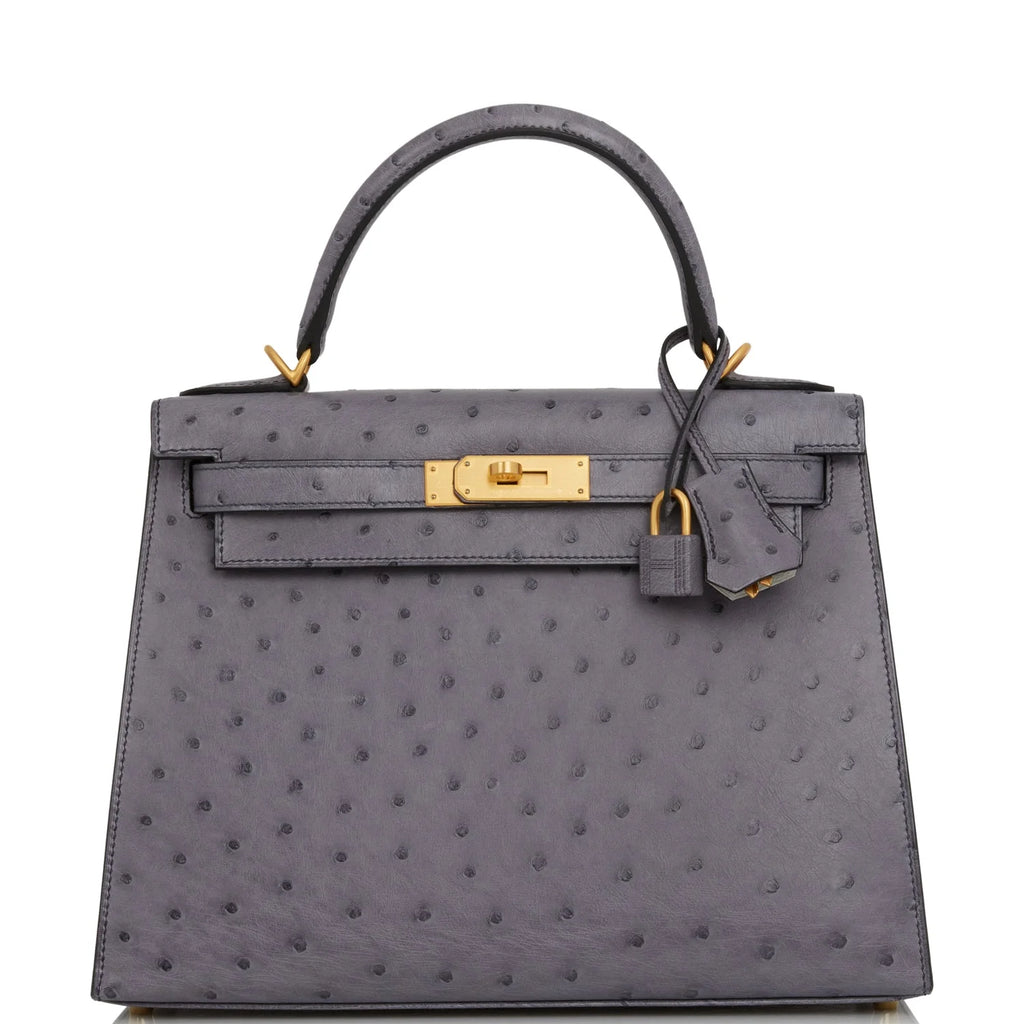 Gris Agate and Gris Perle Ostrich Bag R815